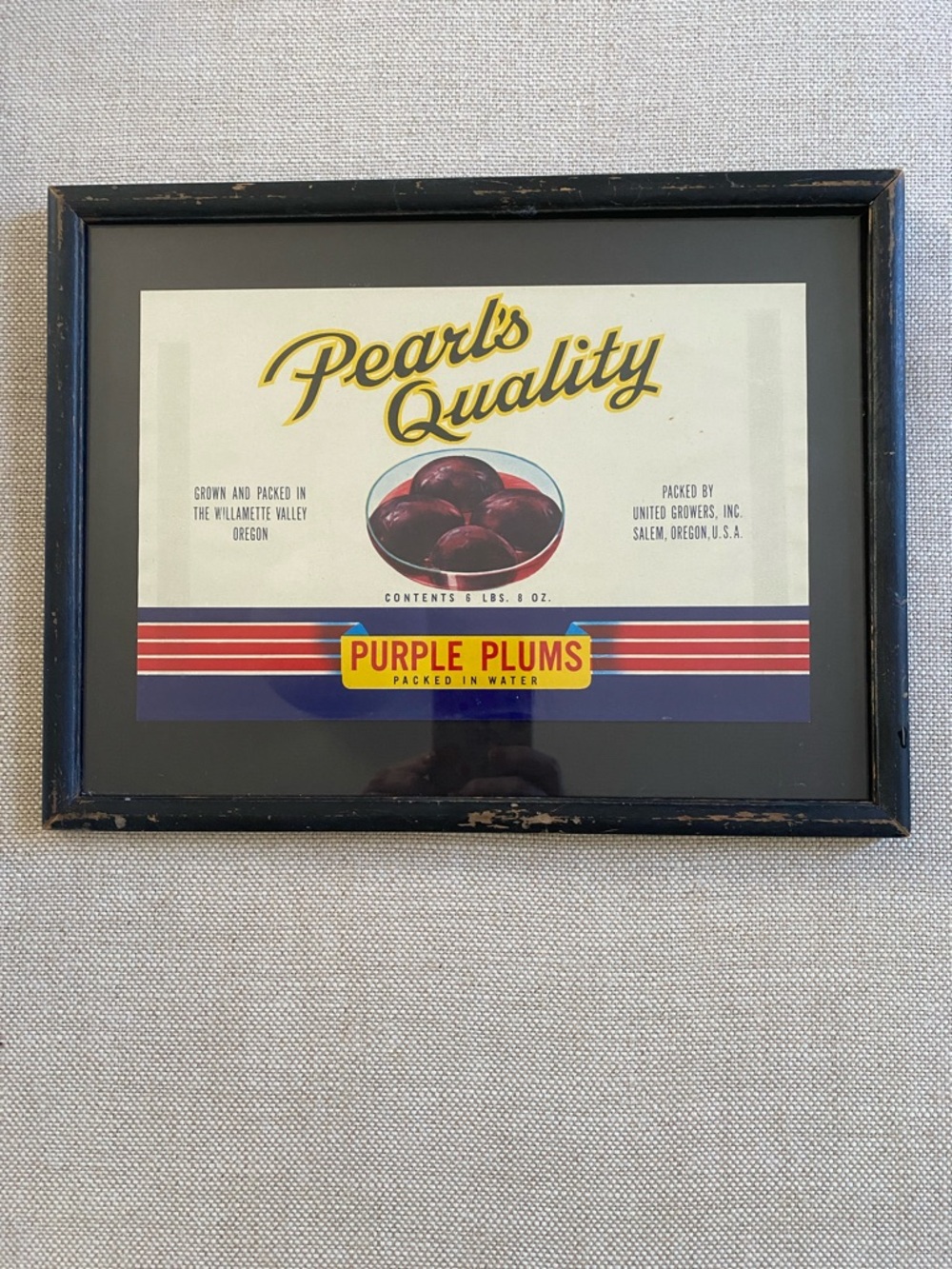 Vintage Pearl’s Quality Purple Plums Label Framed